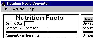 Nutrition Facts Convertor Screen Shot